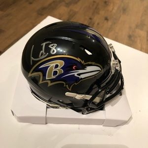 LAMAR JACKSON SIGNED RIDDELL MINI HELMET RAVENS